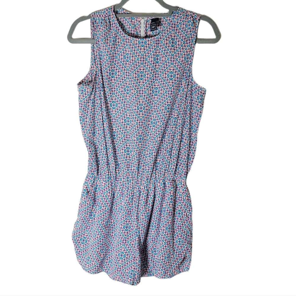 Gap geometric print tank romper sleeveless scoop neck women's size small